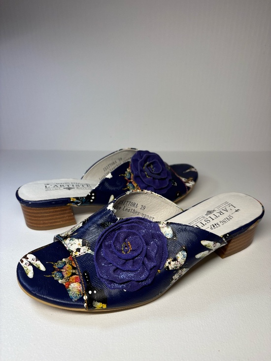 L'artiste Shoes - L’Artiste Spring Step Floral Dragonfly Sandal Size EU 39 Blue Leather Slip On